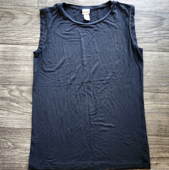 Diesel Black Studded Sleeveless Tank Top Crew Neck Size M - Picture 1 of 8